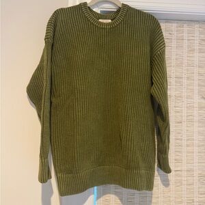 Demylee New York Olive Green Women's Crew Neck Sweater, 100% cotton, size S